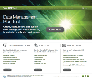 The new DMPTool home page, with updated content. 
