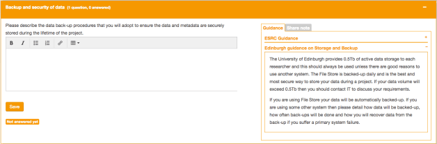 Backup and storage guidance with theme tag